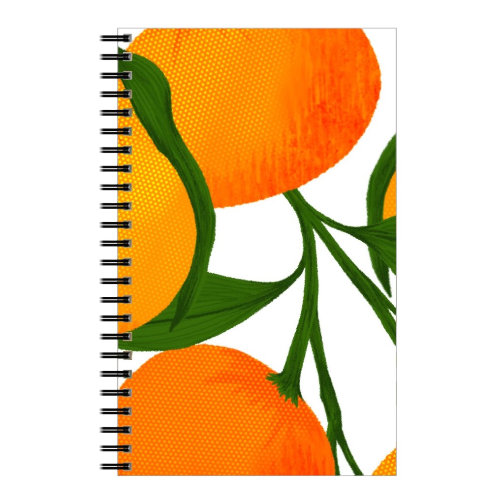 Tangerine Dreams - Orange on White Notebook, 5x8, Orange