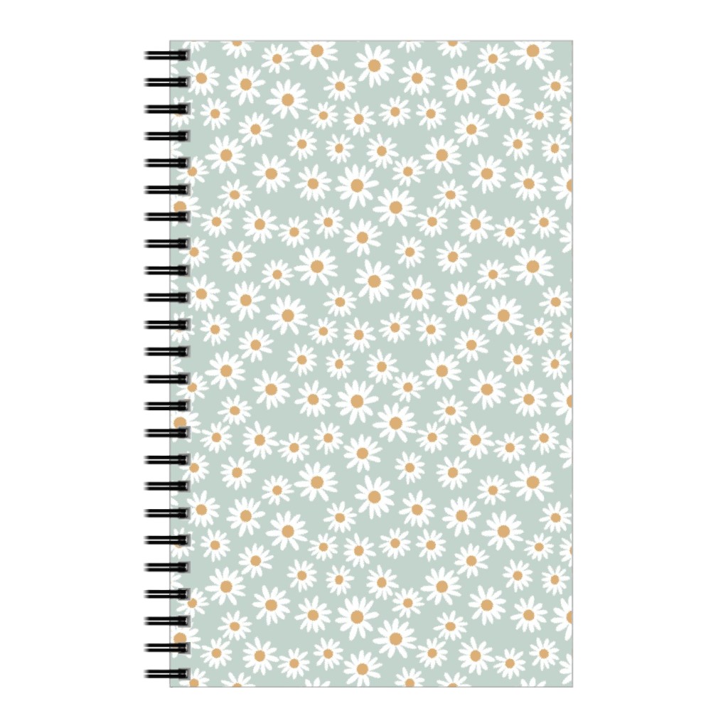 Daisy Print Notebook, 5x8, Blue, Celeste