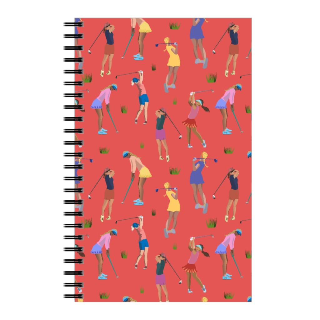 Golf Girls Notebook, 5x8, Red, Flamingo