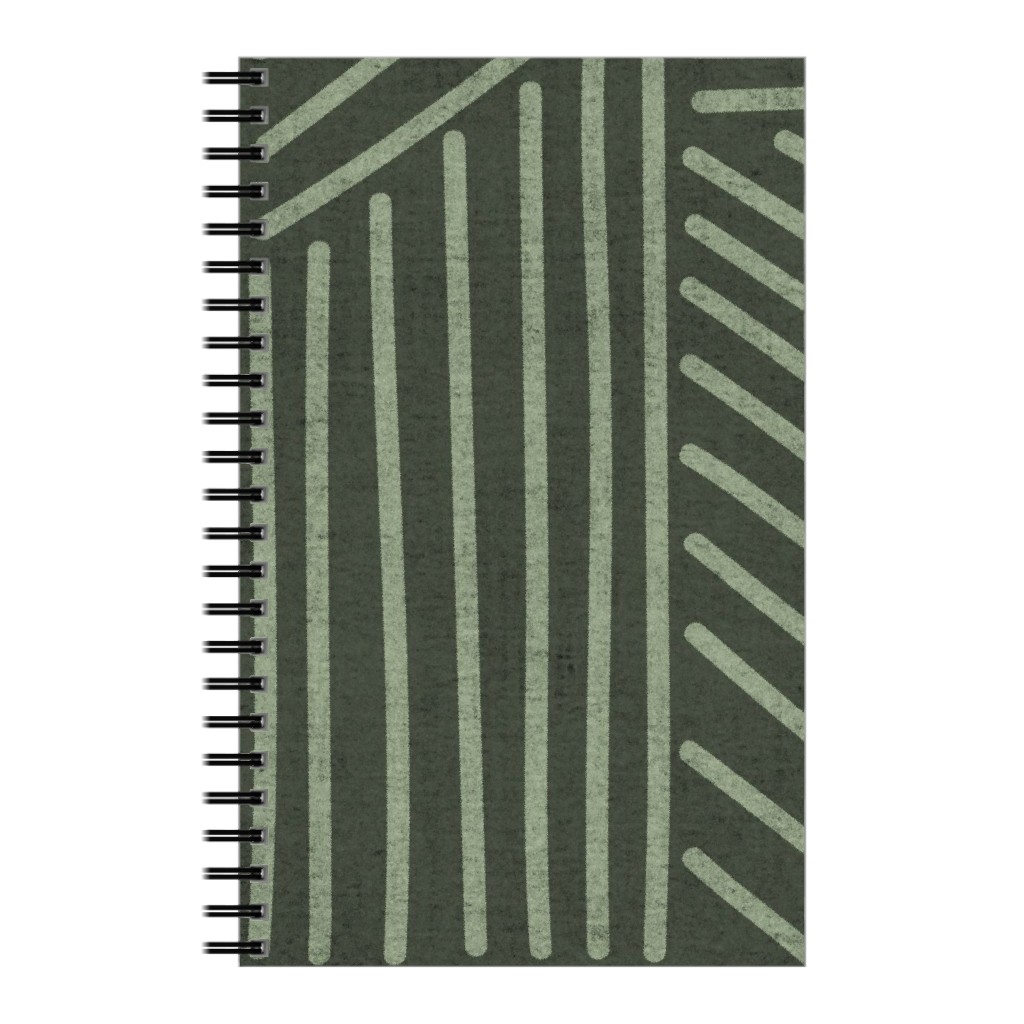 Mudcloth Weaving Line - Green Notebook, 5x8, Green