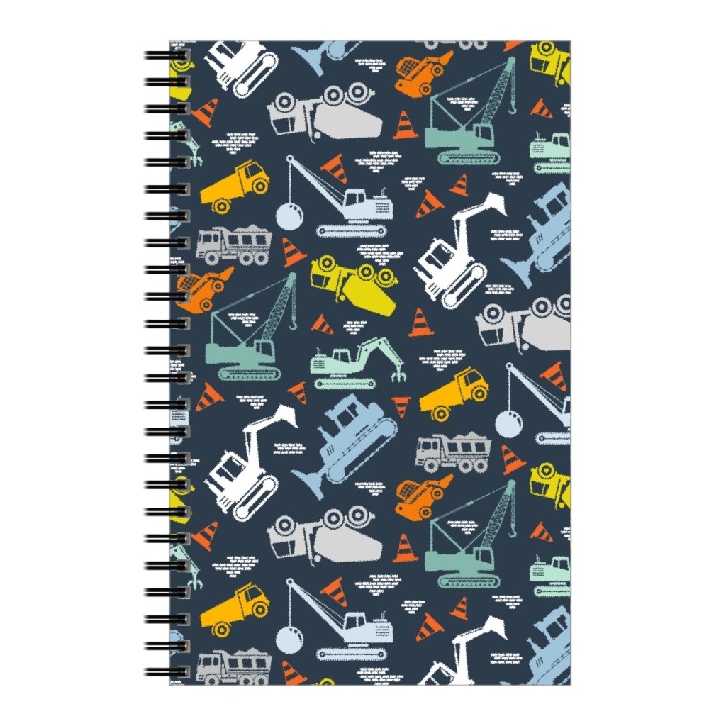 Construction Trucks - Multicolor Notebook, 5x8, Blue