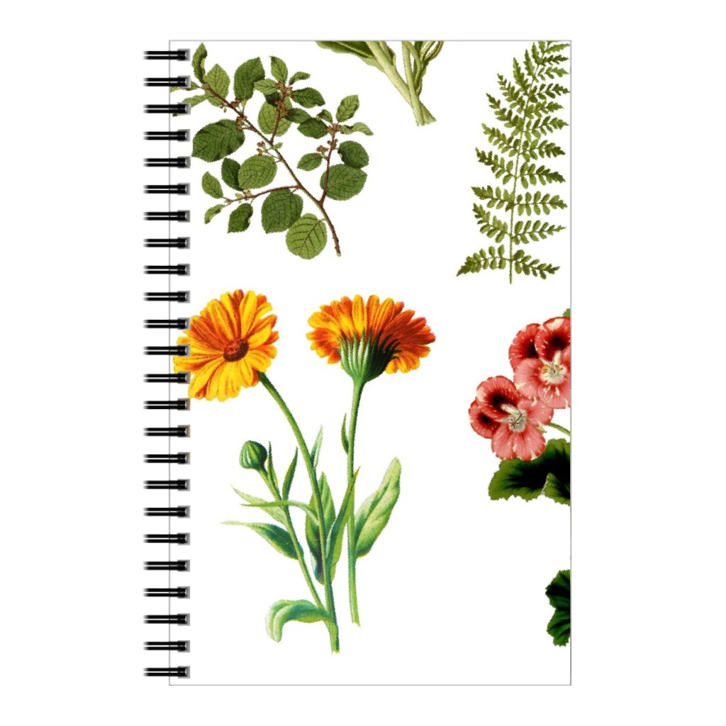 Lil Botanicals - White Notebook, 5x8, Green, Classic Green