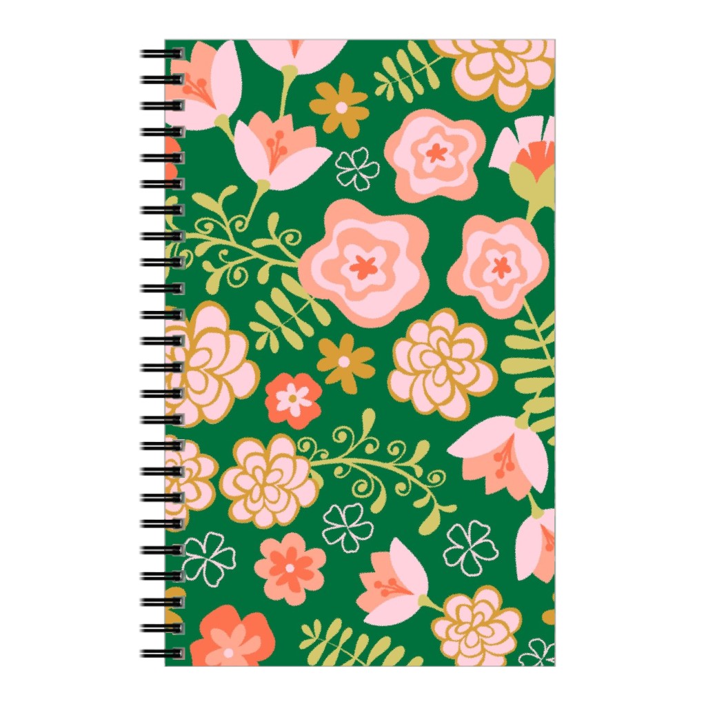 Fiesta Flowers - Green Notebook, 5x8, Green