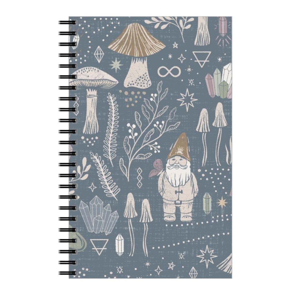 Magical Forest Gnomes - Earthy Blue Notebook, 5x8, Blue
