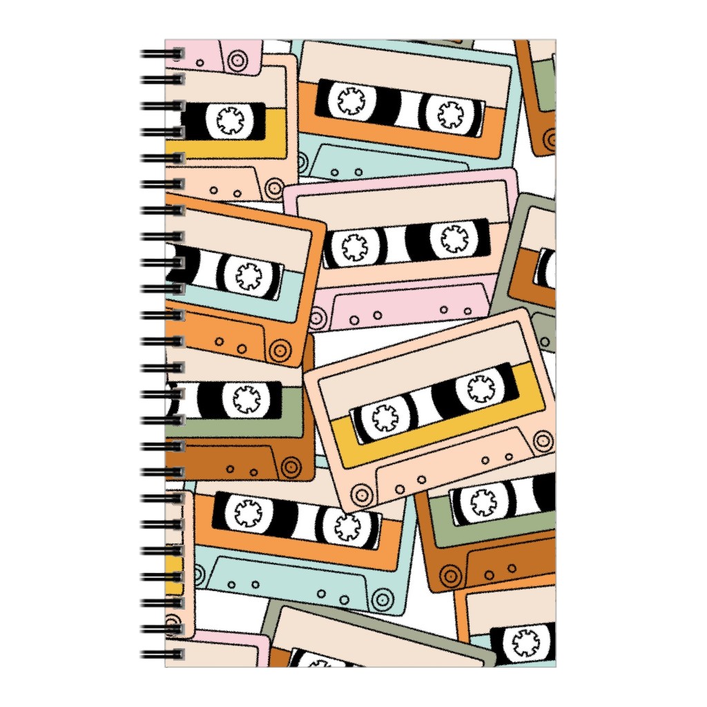 Retro Audio Tape Cassette Notebook, 5x8, Multicolor