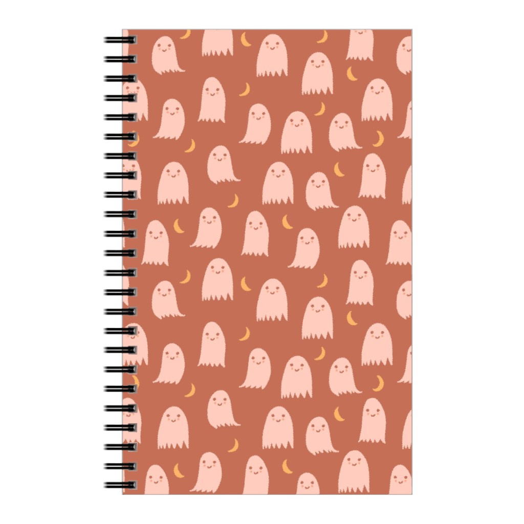 Cute Halloween Ghosts Notebook, 5x8, Pink