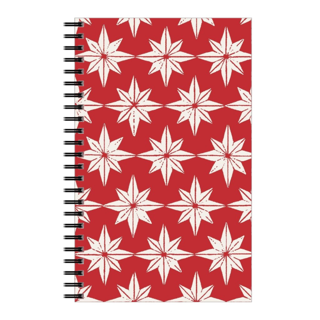Christmas Star Tiles Notebook, 5x8, Red