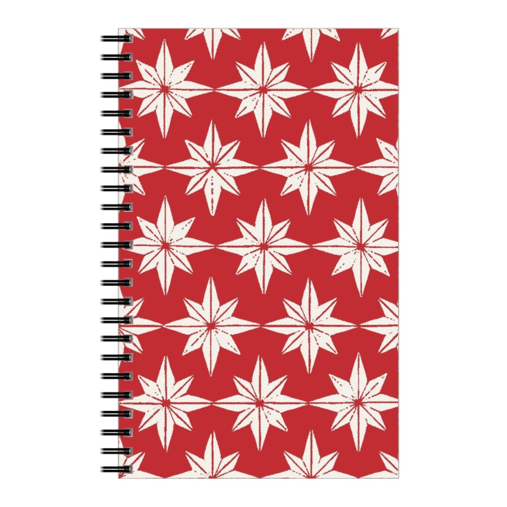 Christmas Star Tiles Notebook, 5x8, Red, Cherry