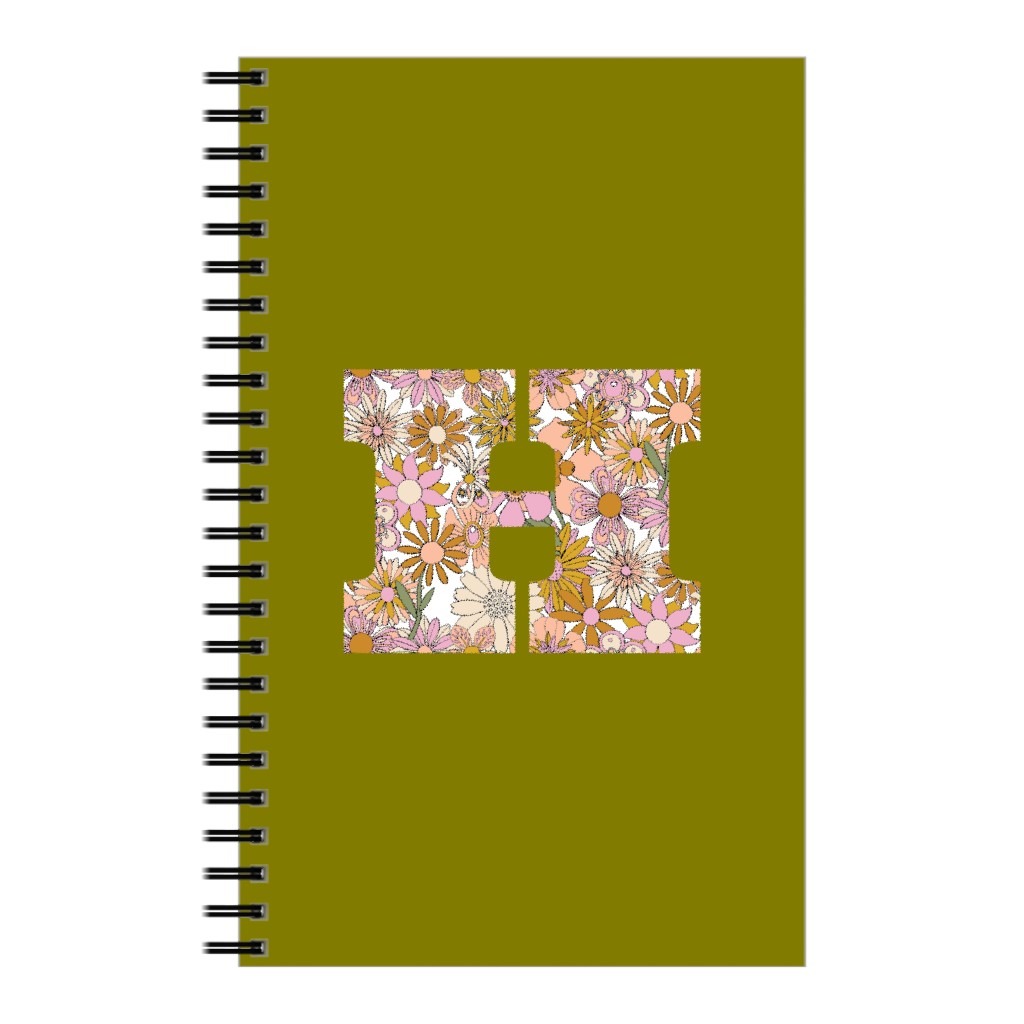 Chelsea Initial H Notebook, 5x8, Green