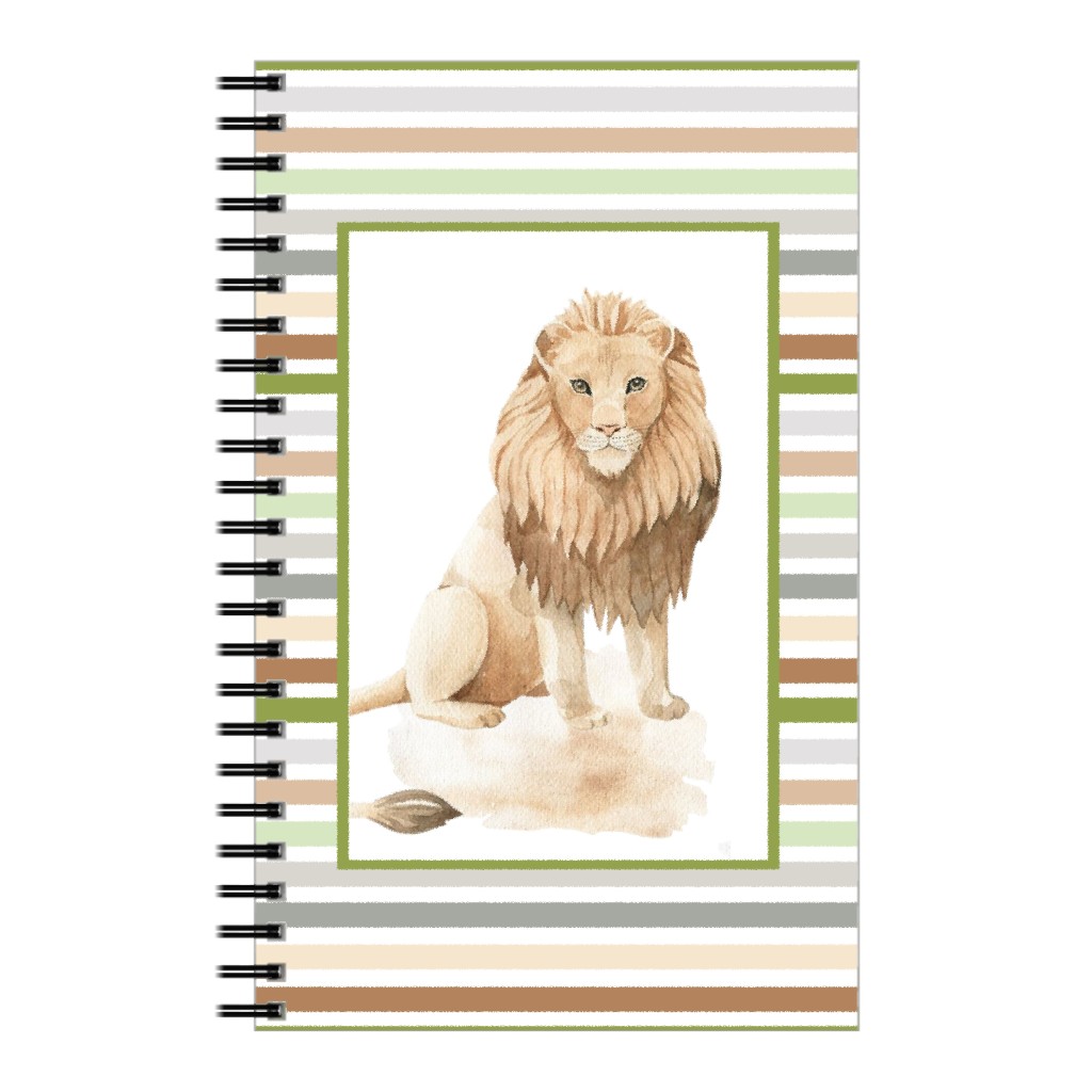 Jungle Safari Animals and Stripes - Lion Notebook, 5x8, Multicolor