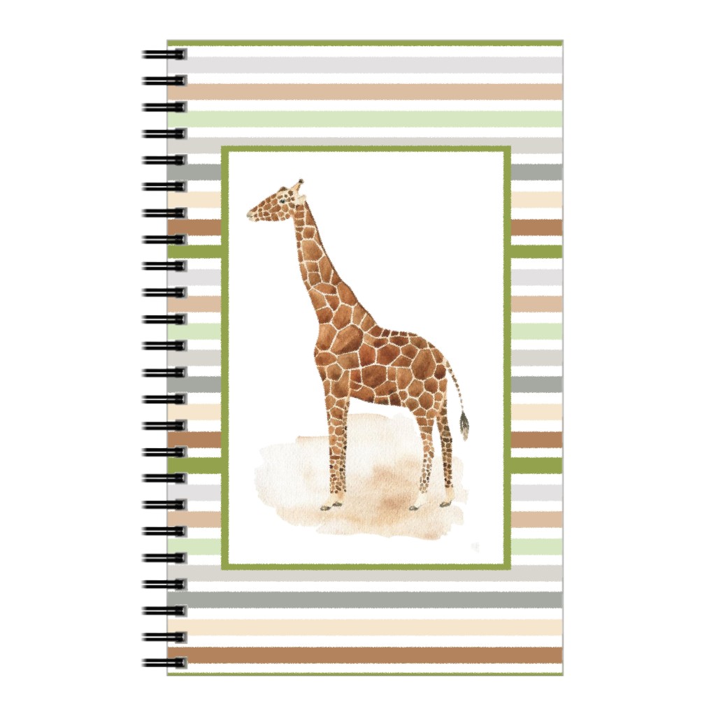 Jungle Safari Animals and Stripes Giraffe Notebook, 5x8, Multicolor