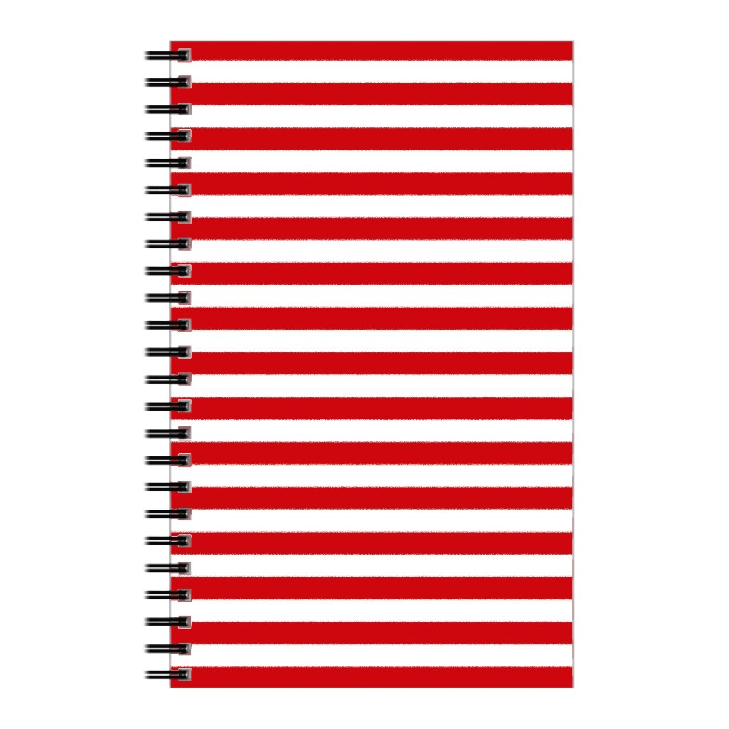 Horizontal Stripe Notebook, 5x8, Red, Red