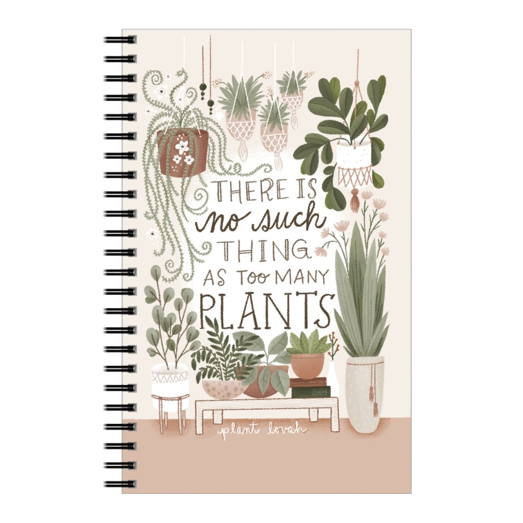 Never Too Many Plants - Green Notebook, 5x8, Green