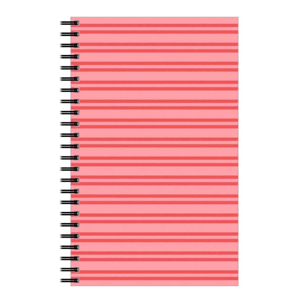 Joyful Stripes - Red and Pink Notebook, 5x8, Pink, Bright Pink
