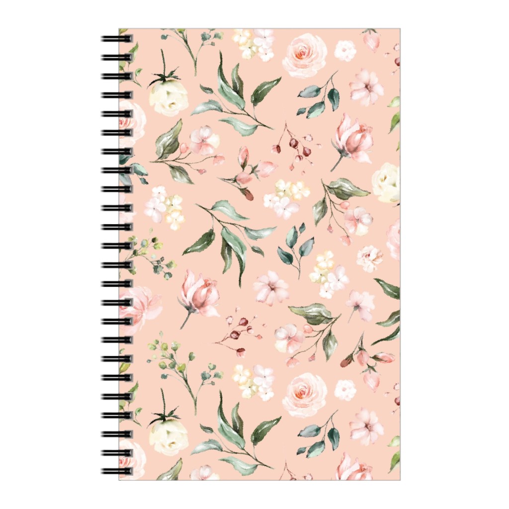 Celestial Rose Floral - Blush Notebook, 5x8, Pink, Bright Pink