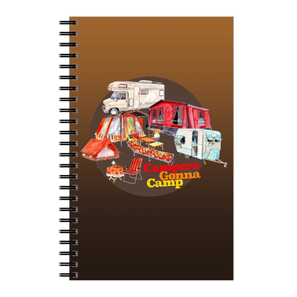 Campers Gonna Camp - Brown Notebook, 5x8, Brown