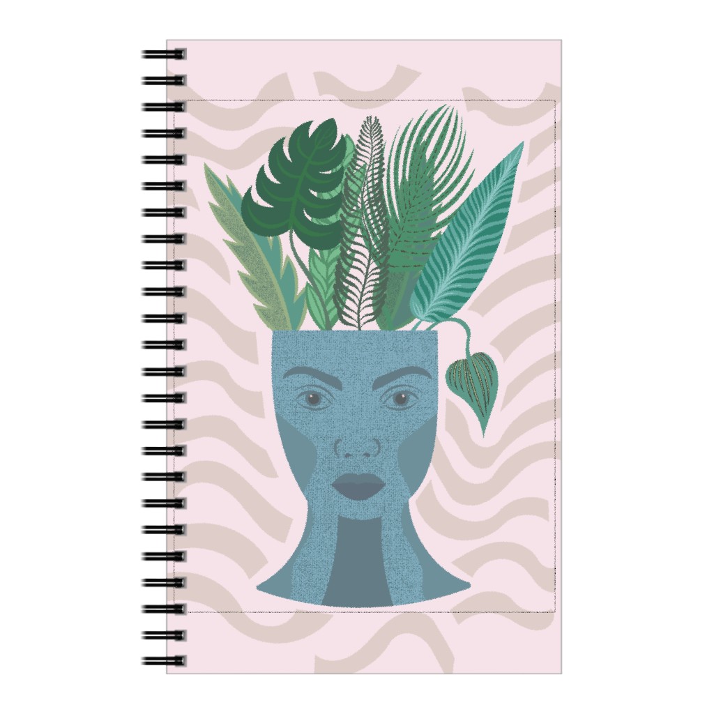 Plant Lady - Green on Light Pink Notebook, 5x8, Green