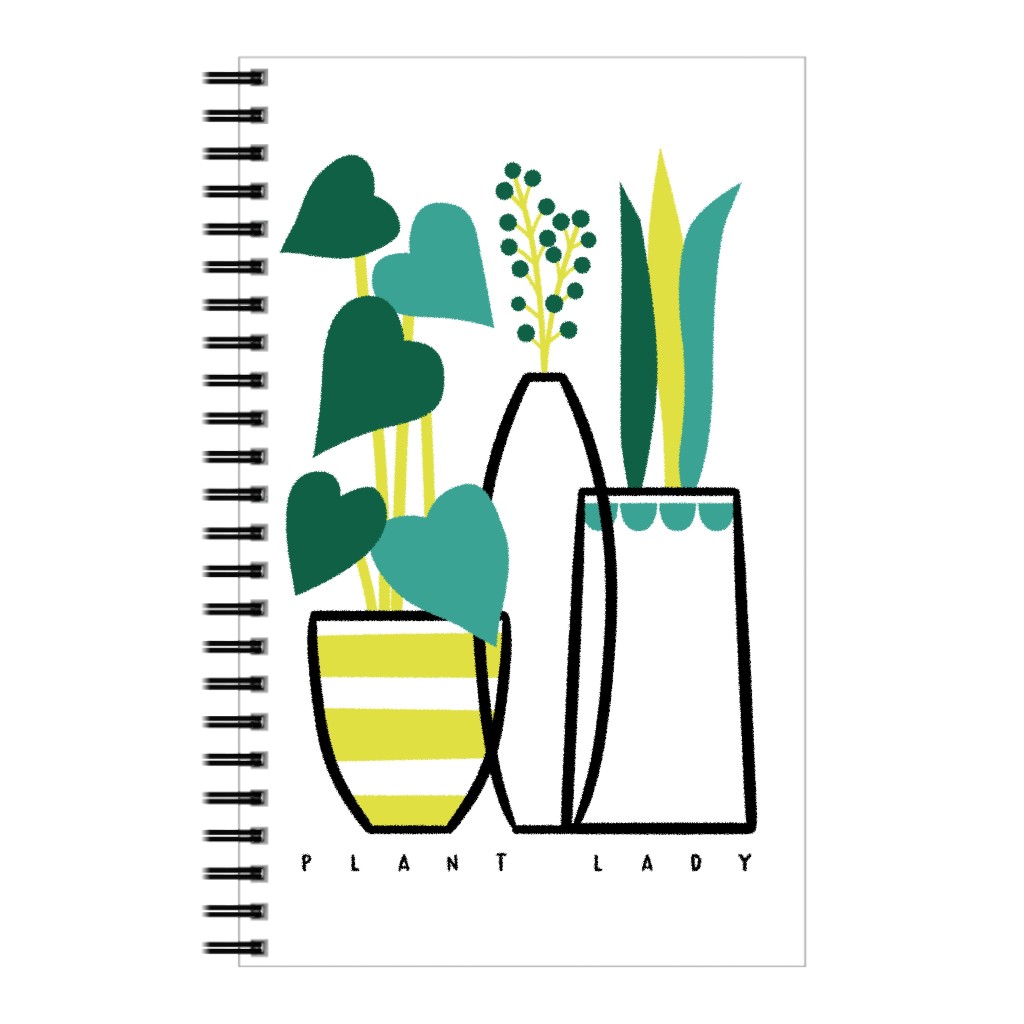 Plant Lady - Potted Plants Notebook, 5x8, Green, Classic Green