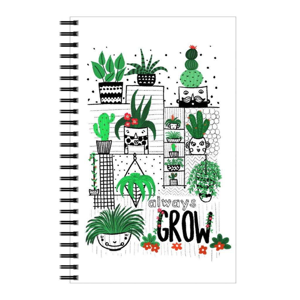 Grow Indoor Plants - Green Notebook, 5x8, Green