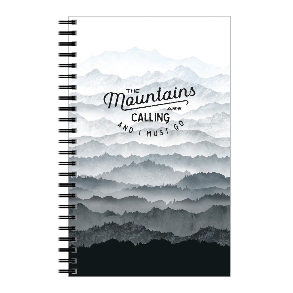 Mountains Are Calling - Gray Notebook, 5x8, Gray, Gray