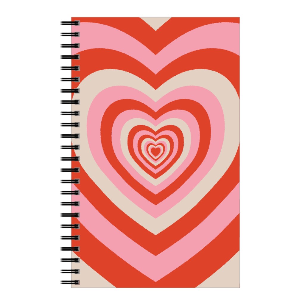 Heart Aesthetic Retro - Pink Notebook, 5x8, Pink