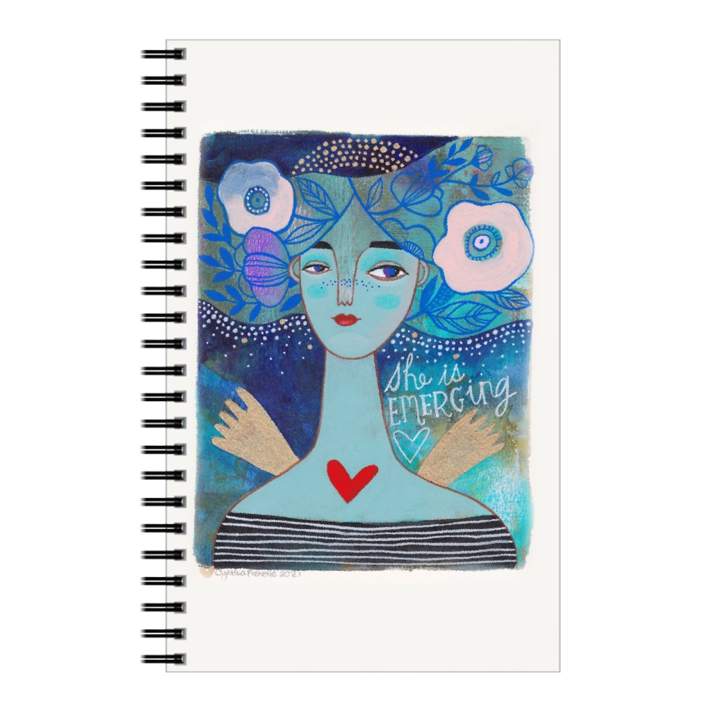She Is Emerging - Blue Notebook, 5x8, Blue