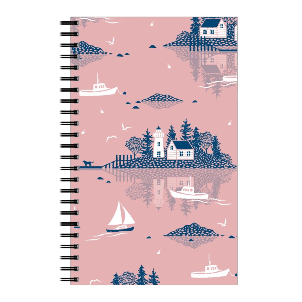Maine Islands - Muted Pink Notebook, 5x8, Pink, Bright Pink