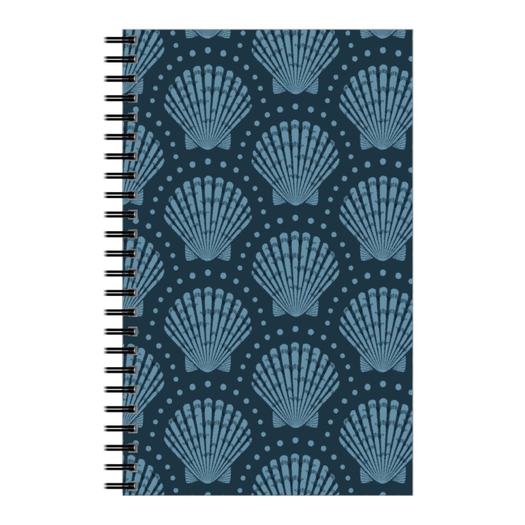 Pretty Scallop Shells - Navy Blue Notebook, 5x8, Blue, True Blue