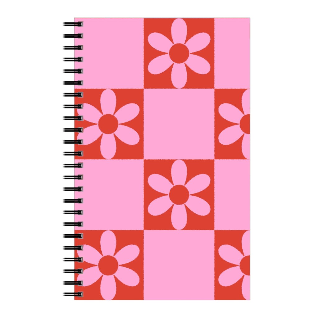 Daisy Checkerboard Notebook, 5x8, Pink, Bubblegum