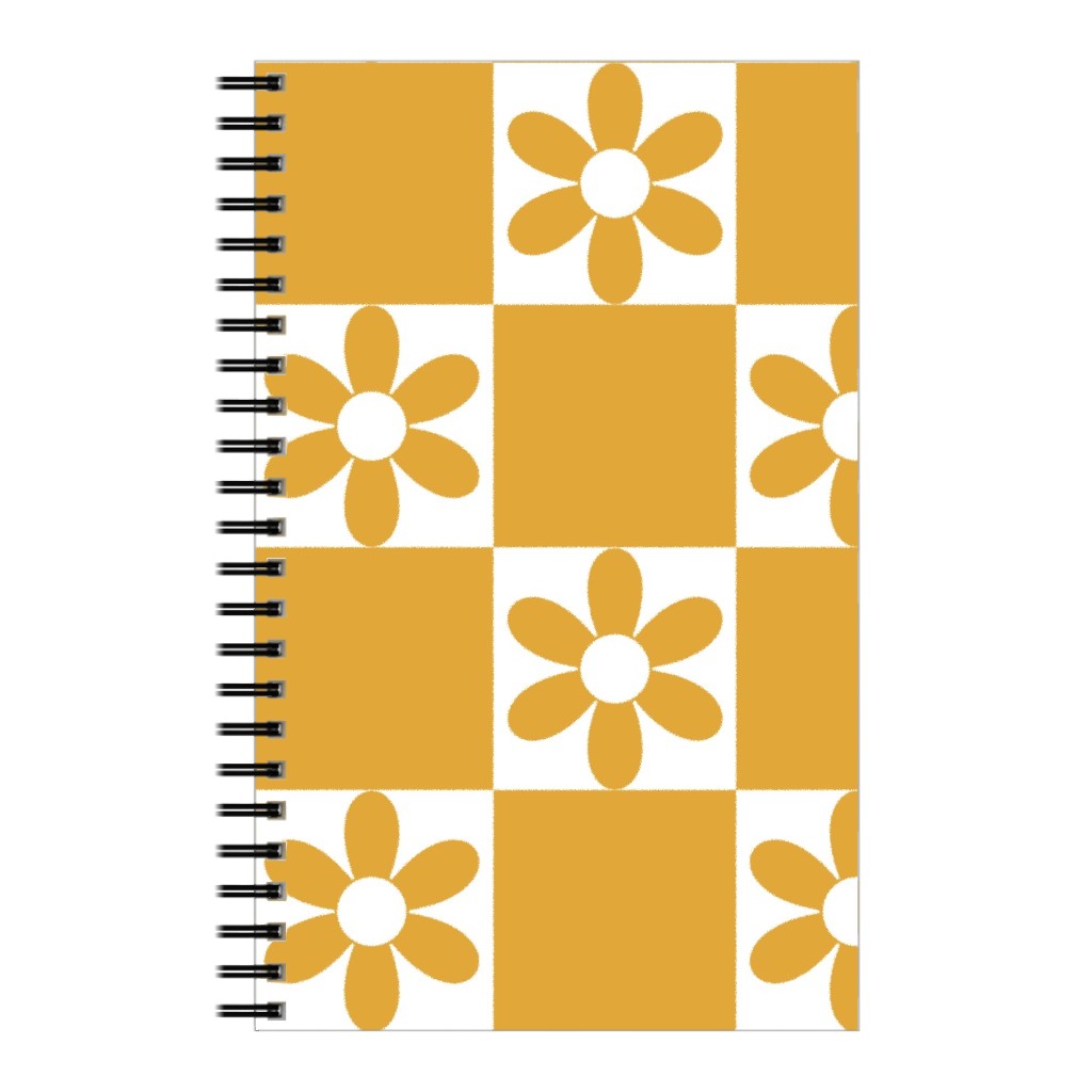 Daisy Checkerboard Notebook, 5x8, Yellow
