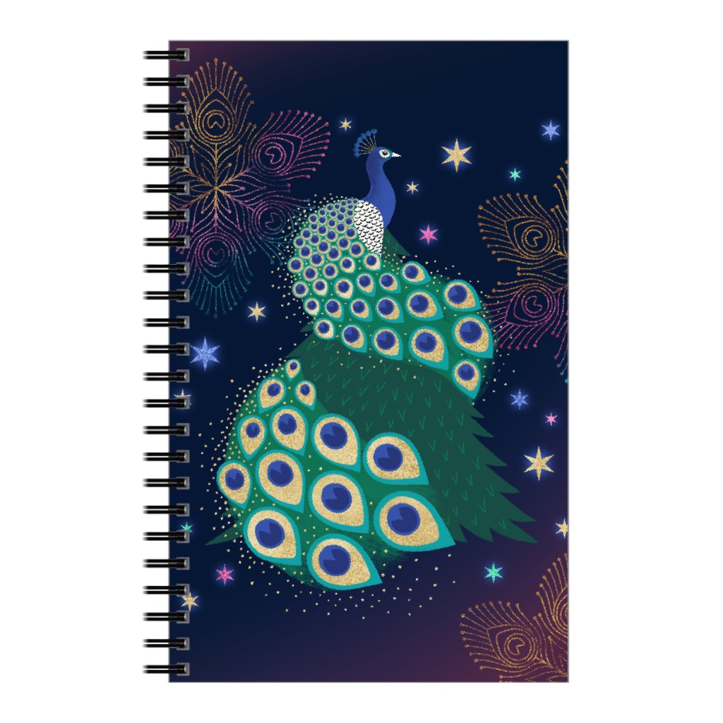 Peacock Sky - Navy Notebook, 5x8, Multicolor