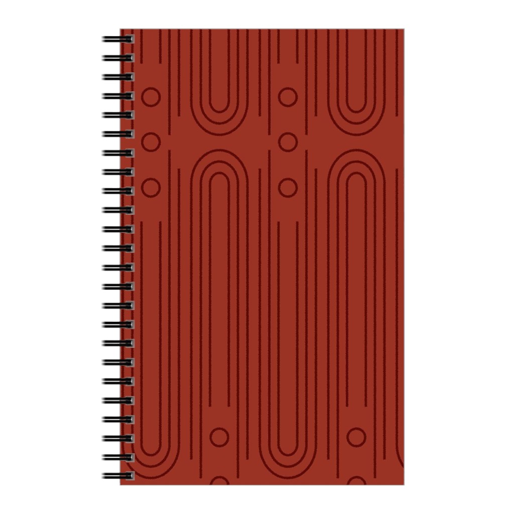 Art Deco Arches - Cranberry Notebook, 5x8, Red, Red