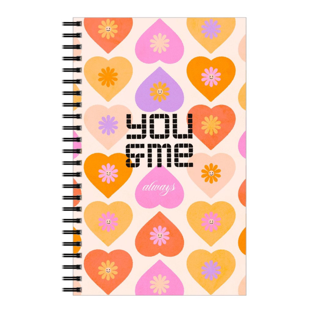 You & Me Retro Love Daisy Heart - Cream Notebook, 5x8, Multicolor
