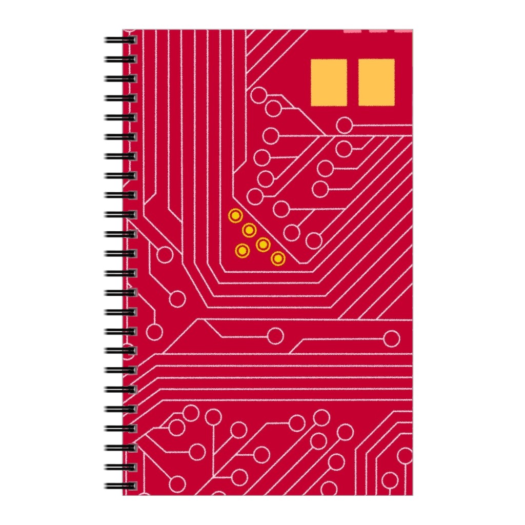 Motherboard Computer Science Notebook, 5x8, Red