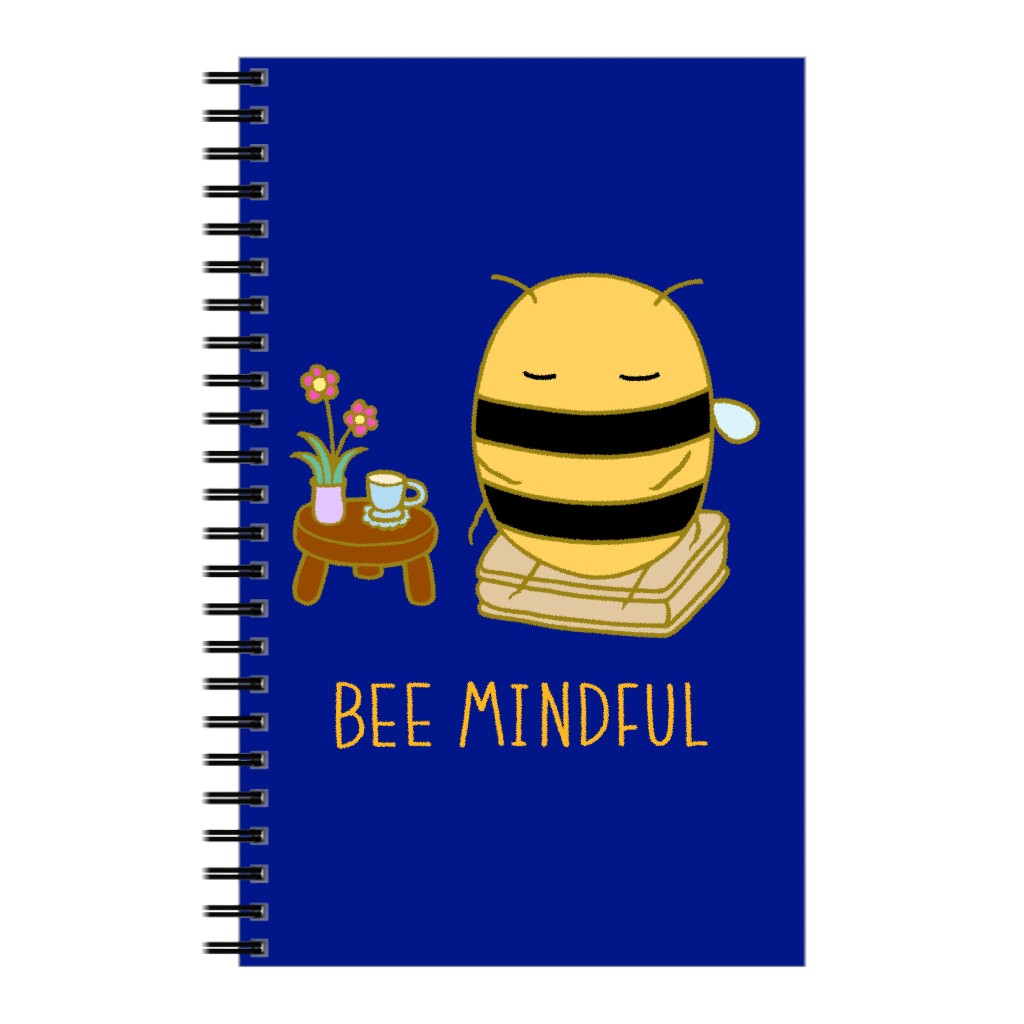 Bee Mindful Notebook, 5x8, Blue, Royal