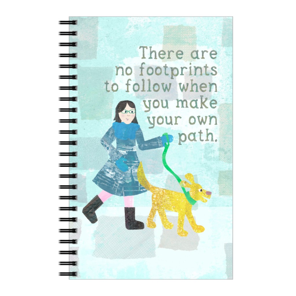 No Footprints Walking the Dog Notebook, 5x8, Multicolor