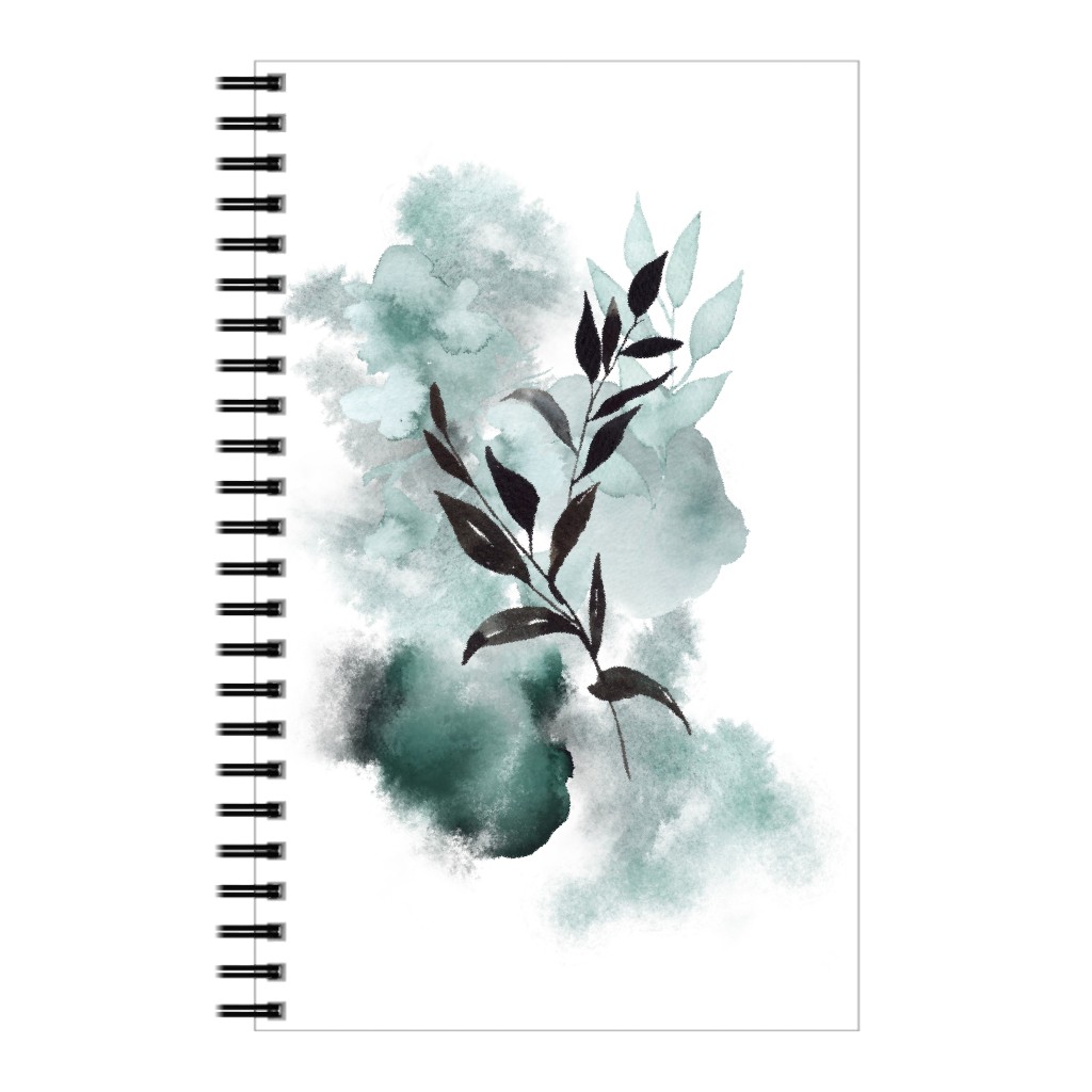 Watercolor Abstract Botanical Notebook, 5x8, Green