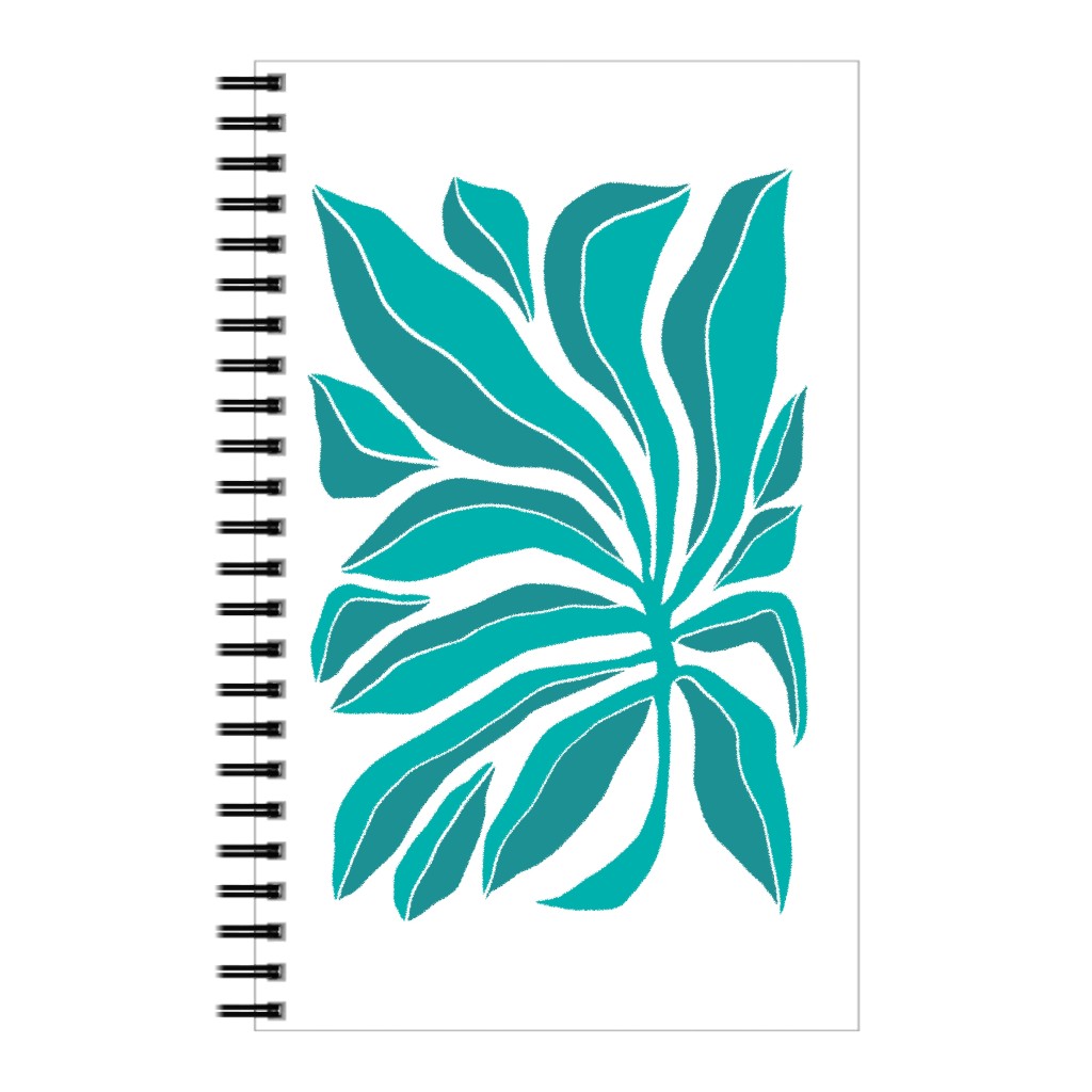 Minimalist Block Botanical Palm Leaves - Green Notebook, 5x8, Green, Classic Green