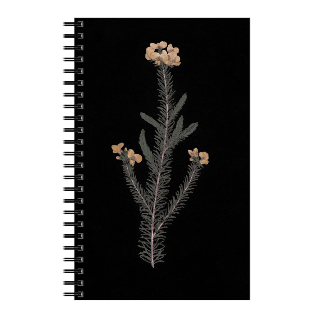 Midnight Botanical - Black and Green Notebook, 5x8, Black, Black
