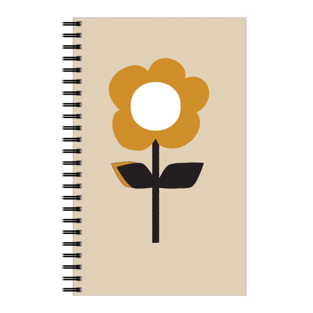 Retro Flower Notebook, 5x8, Orange