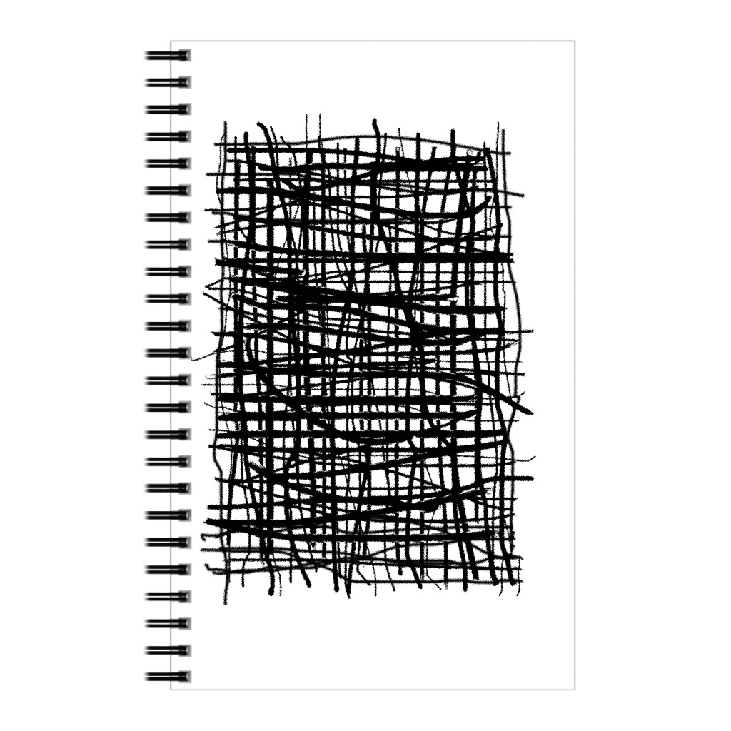 Woven Abstraction - Black on White Notebook, 5x8, Black