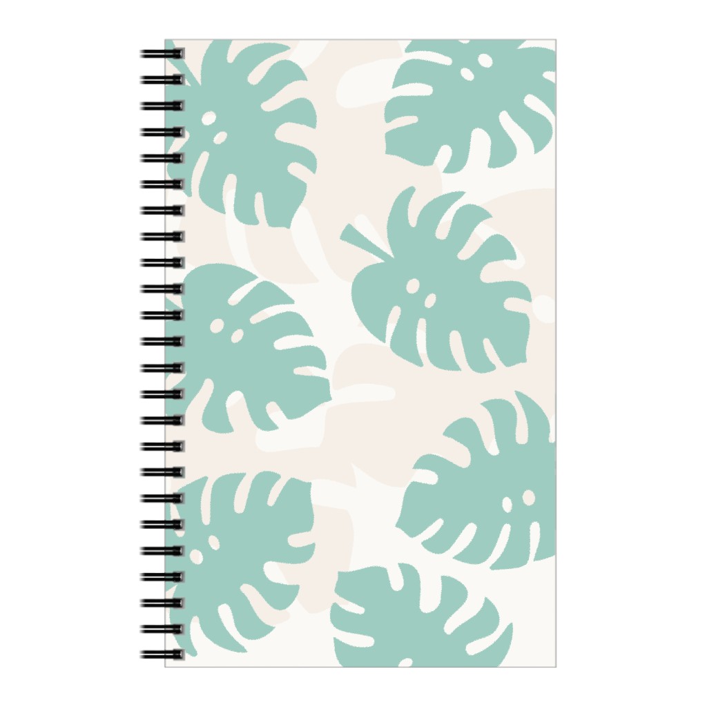 Monstera Leaves in Earth Tones Notebook, 5x8, Green, Frost