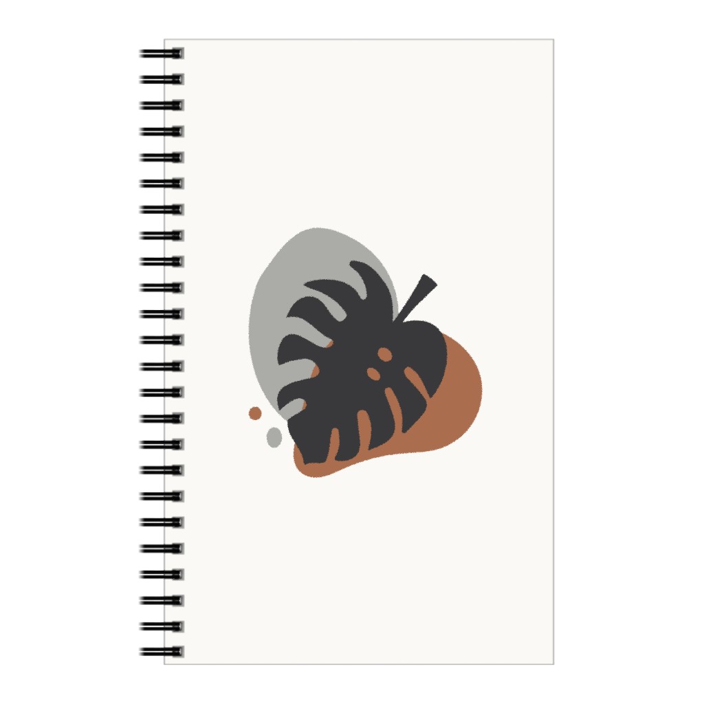Shapes and Fern Leaf Iv Notebook, 5x8, Brown, Silver Lining