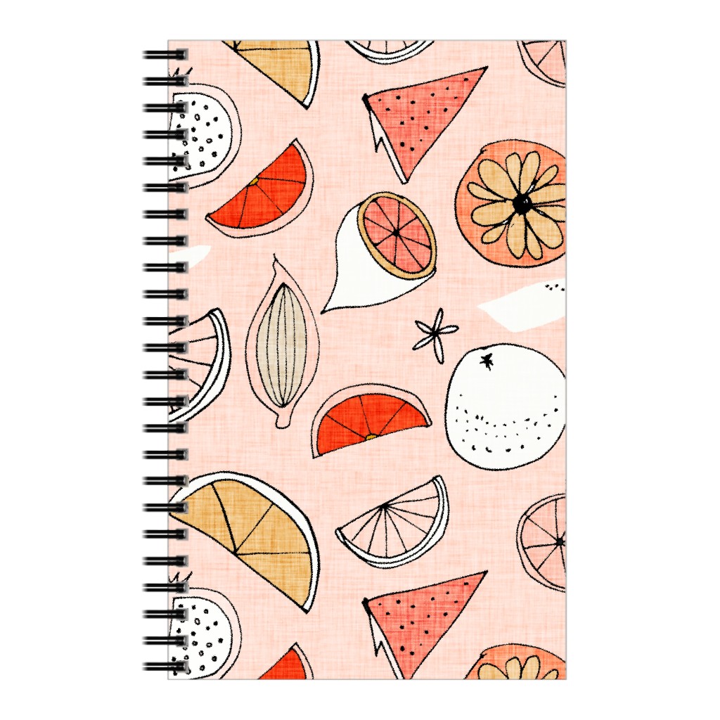 Pop Mod Fruits - Pink Notebook, 5x8, Pink