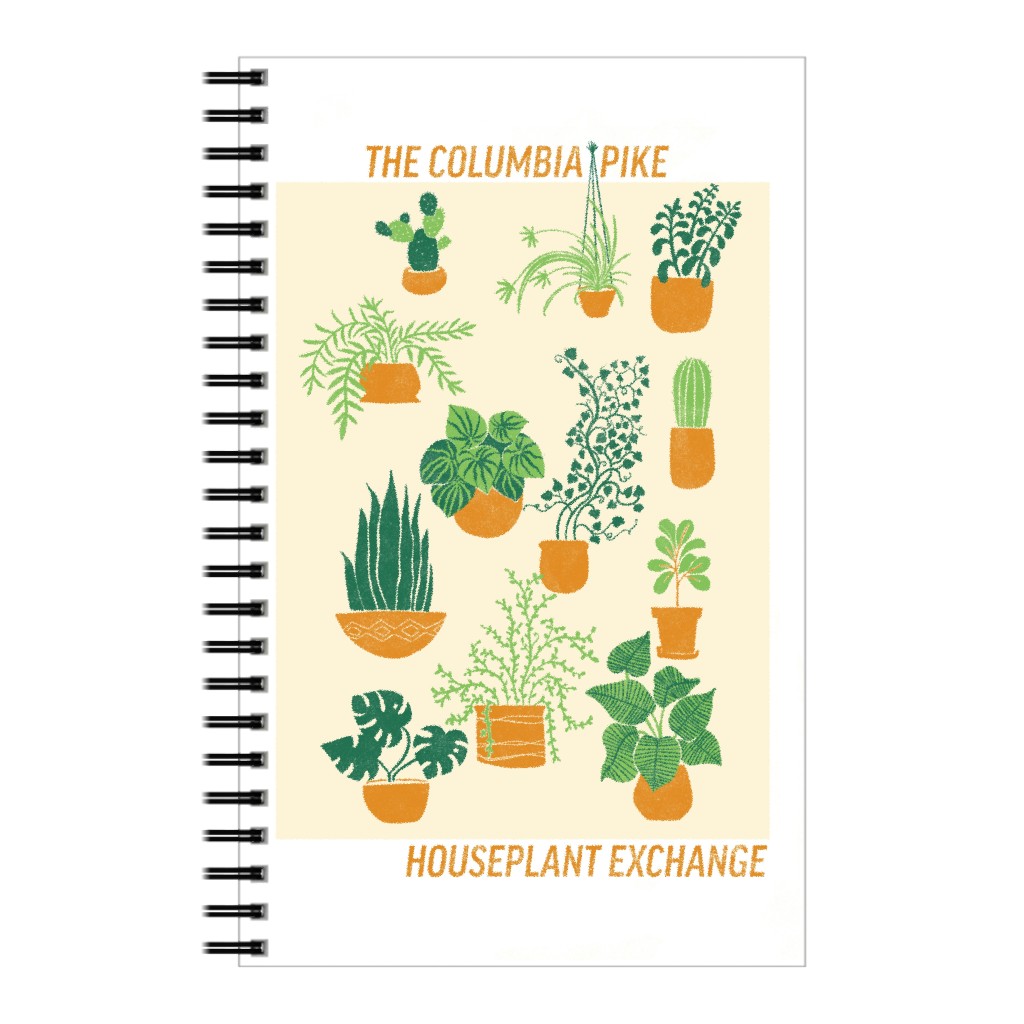 Houseplant Exchange - Green and Cream Notebook, 5x8, Green, Classic Green