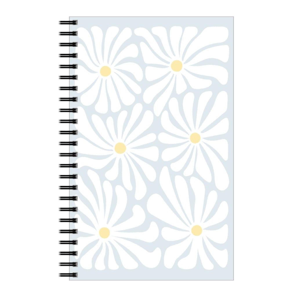 Retro Daisies Notebook, 5x8, Blue, Mist