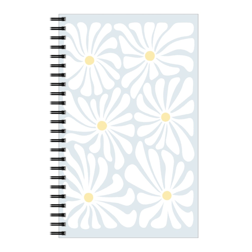 Retro Daisies Notebook, 5x8, Blue