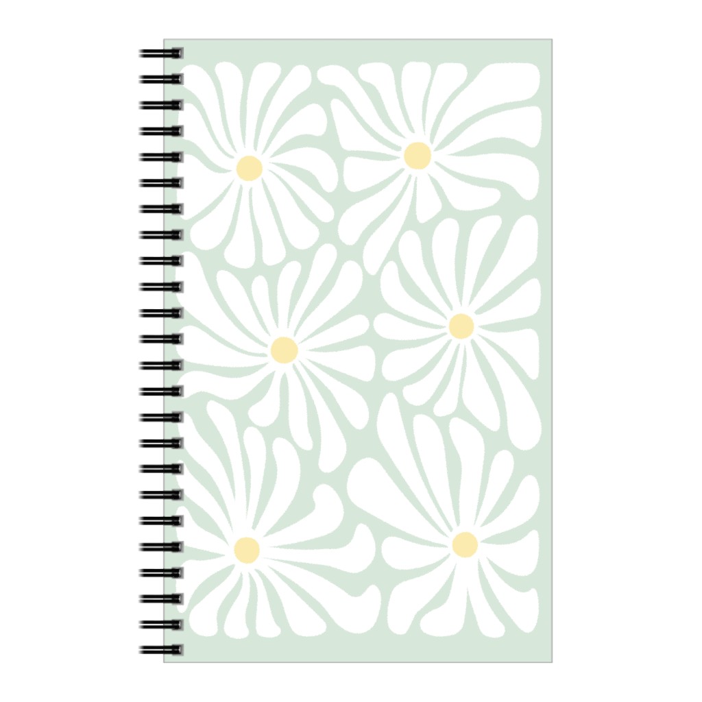 Retro Daisies Notebook, 5x8, Green