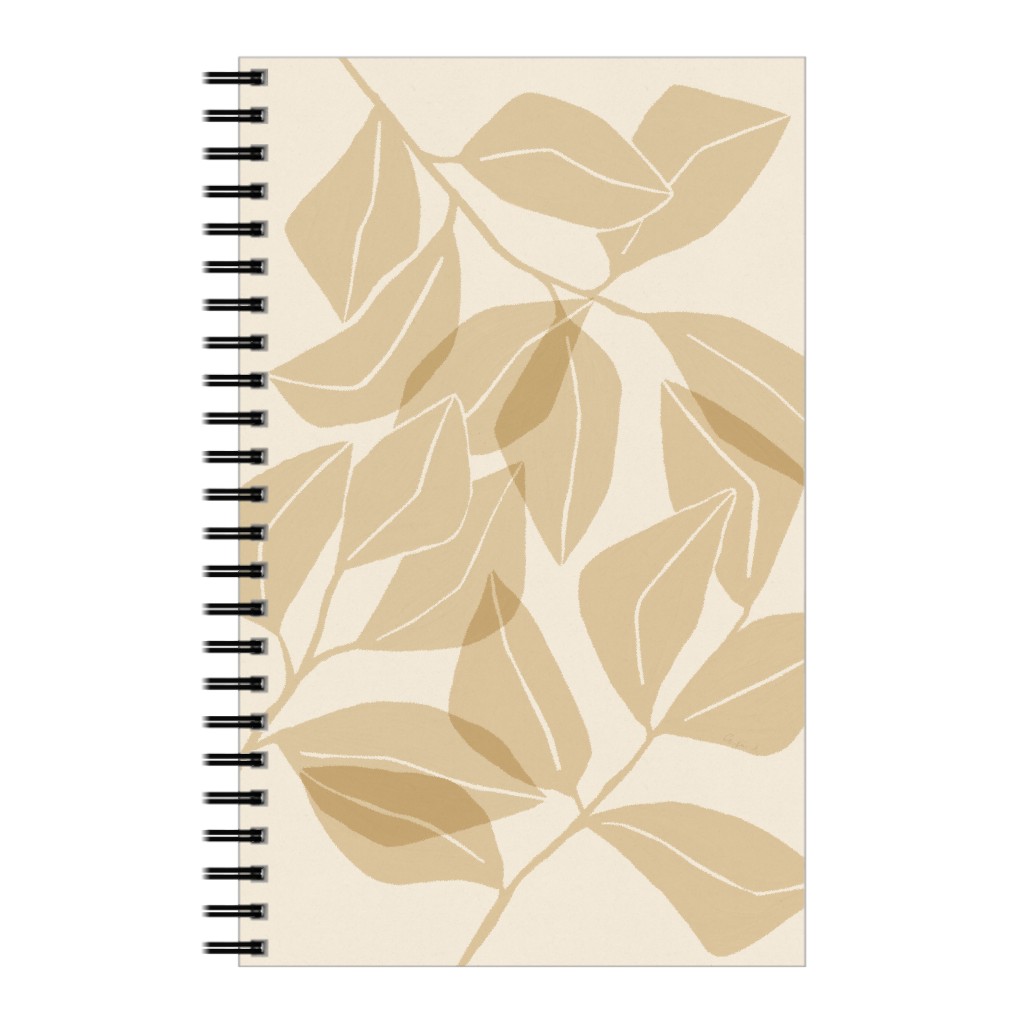 Botanical Ficus Leaves Notebook, 5x8, Beige