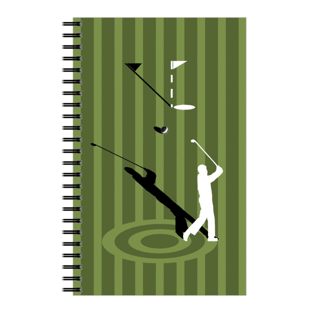 Golf Minimal Art - Green and White Notebook, 5x8, Green
